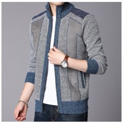 Gruby ciepły sweter - krótka kurtka z zamkiem - kaszmir / wełna / polarKurtki