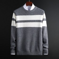 Klasyczny sweter z dzianiny w paski - kaszmir / bawełnaBluzy & Swetry