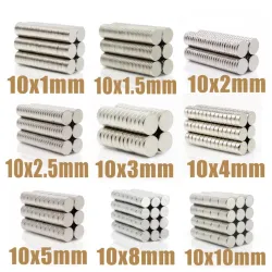 N35 - okrągły magnes neodymowy - 10*1mm - 10*10mm - 20 sztukN35