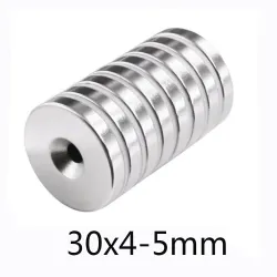 N35 - magnes neodymowy - okrągły stożkowy - 30 * 4mm - z otworem 5mmN35