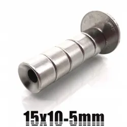 N35 - magnes neodymowy - okrągła tarcza z łbem stożkowym - 15 * 10mm - z otworem 5mm - 10 sztukN35