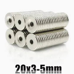 N35 - neodymium magnet - round countersunk disc - 20 * 3mm - with 5mm holeN35