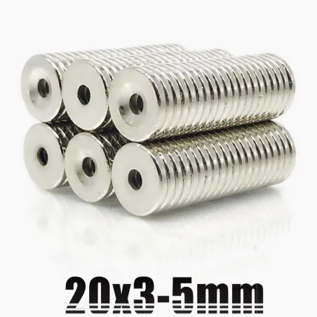 N35 - neodymium magnet - round countersunk disc - 20 * 3mm - with 5mm holeN35