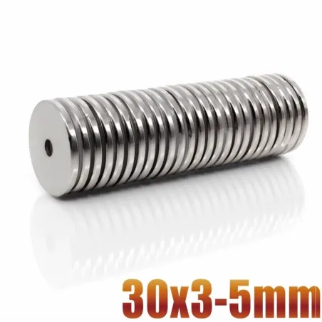 N35 - neodymium magnet - round countersunk disc - 30 * 3mm - with 5mm holeN35