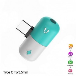 USB typu C - gniazdo 3,5 mm - ładowarka aux audio - konwerter OTG - adapter - kształt kapsułyRozgałęźniki