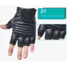 Black leather gloves - fitness / gym /cycling - half fingerGloves