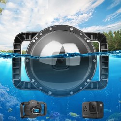 Port kopuły nurkowej - podwójny ręczny - wodoodporna osłona obiektywu - dla GoPro Hero 8 Black - 6 caliOchrona
