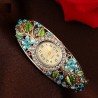 Elegant crystal bracelet - with a watch - colorful flowers - hollow out designBracelets