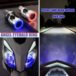 Żarówka motocyklowa / samochodowa - LED - DRL - Angel Eye - niebieska / różowa - H4 - BA20DŚwiatła do jazdy dziennej (DRL)