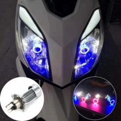 Żarówka motocyklowa / samochodowa - LED - DRL - Angel Eye - niebieska / różowa - H4 - BA20DŚwiatła do jazdy dziennej (DRL)
