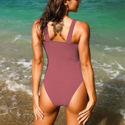 Seksowny jednoczęściowy kostium kąpielowy - otwarty dekolt V - z push upStroje Kąpielowe