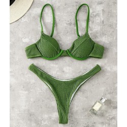 Sexy komplet bikini w prążki - styl brazylijski - z push upStroje Kąpielowe