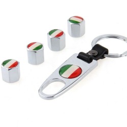 Flaga Włoch - metalowe zaślepki zaworów samochodowych - z kluczem - brelokCzęści kół