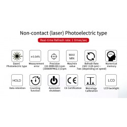 UNI-T UT373 - mini digital Laser tachometer - with backlight - non-contact - RPMDiagnosis