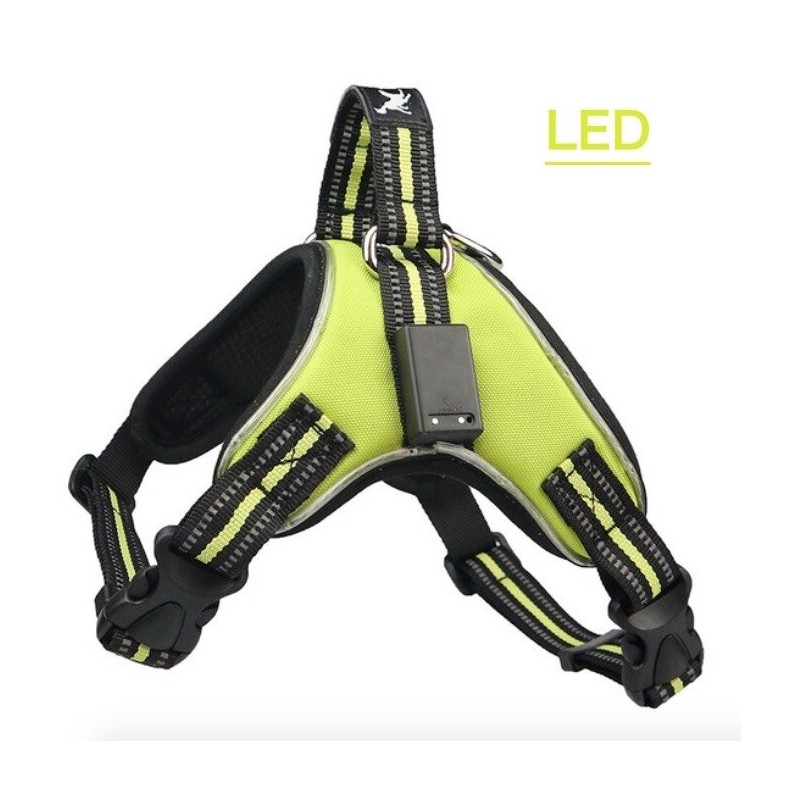 Szelki dla psa - LED - światła migające / odblaskowe - bezpieczny spacer nocny - wodoodporneObroże & Smycze