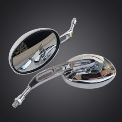 Motorcycle oval mirrors - chrome - universal - 10mm threadMirrors