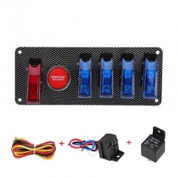 Auto racing car ignition switch panel - 5 LED - engine start push button - DC12V/20ASwitches