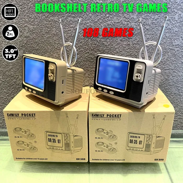 GV300 - retro gra telewizyjna - konsola do gier wideo - z 2 bezprzewodowymi kontrolerami - wbudowanych 108 gierInni