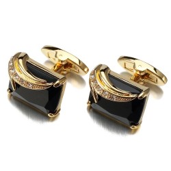 Fashionable cufflinks - with square glass crystal