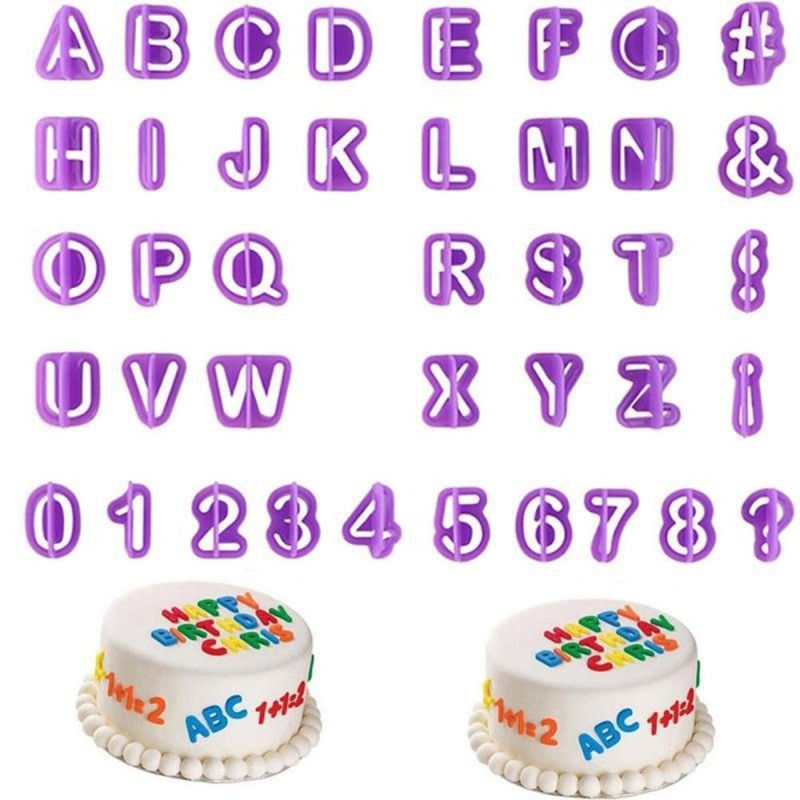 Plastikowa foremka do ciasta - wykrawacz do ciastek - litery / cyfry alfabetu - 40 sztukPieczenie
