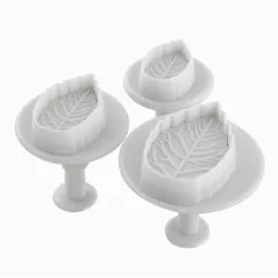 Cookie cutter mold - decorative icing plunger - leaf shape - 3 piecesBakeware