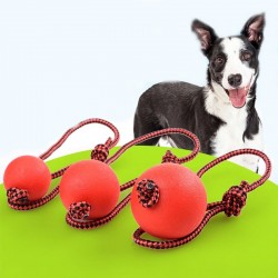 Gumowa piłka treningowa dla psów - czyszczenie zębów - z linąZabawki