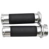 Chrome motorcycle handlebar grips - 25mm - for Harley Sportster / Touring / DynaHand Grips & End