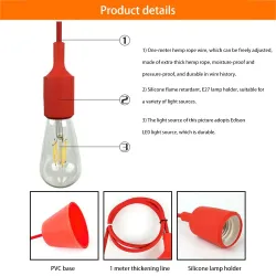 E27 - ceiling lamp holder - socket - silicone rope - 90cmLighting fittings