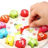 Educational toy - wooden digital clock - with geometric blocksWooden