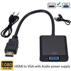 Kabel HD 1080P HDMI do VGA - przejściówka - konwerter z zasilaczem audioKable