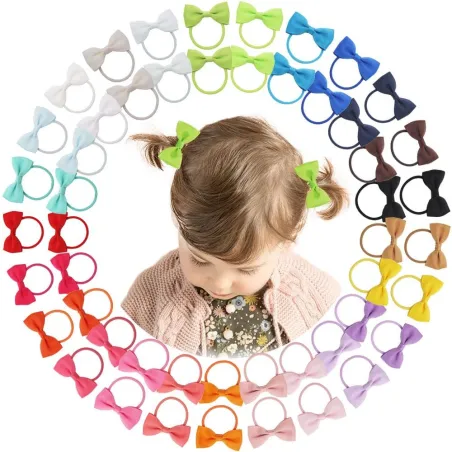 Hair elastics - with ribbon bow - 50 piecesHair clips