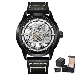 Pagani Design - luksusowy automatyczny męski zegarek - stal nierdzewna - skórzany pasek - wodoodpornyZegarki