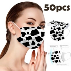 Protective face / mouth masks - disposable - 3-ply - milk cow - black white spots print - 50 piecesMouth masks