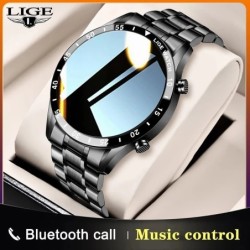 LIGE - Smart Watch - ekran dotykowy - fitness tracker - ciśnienie krwi - wodoodporny - Bluetooth - Android iOSInteligentne zu...