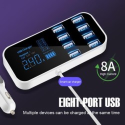 Car charger - 8- port USB - charging station - HUB with LCD displayInterior parts