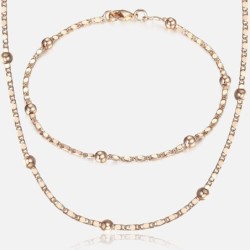 Elegancki komplet biżuterii z różowego złota - łańcuszek z koralików Marina - bransoletka / naszyjnikKomplety Biżuterii