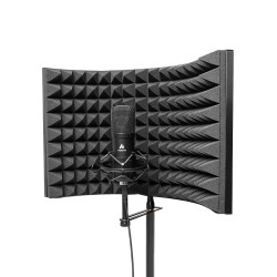 Profesjonalny studyjny panel wygłuszający - osłona dźwiękoszczelna - izolator akustyczny mikrofonu - składany - stopMikrofony