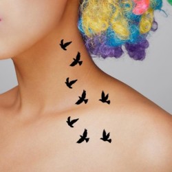 Tymczasowy tatuaż - naklejki - zdejmowane - wodoodporne - latające czarne ptakiTatuaż