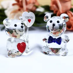 Crystal bear - with heart / bow / butterfly / I LOVE YOU - figurineWedding