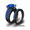 Luksusowy pierścionek dla par - z niebieską cyrkonią - stal nierdzewnaPierścionki