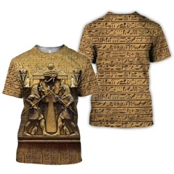 Koszulka z nadrukiem 3D - krótki rękaw - tajemniczy starożytny dom - egipski totemT-shirt