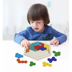 Drewniana układanka tangram - klocki puzzle - zabawka edukacyjnaDrewniane