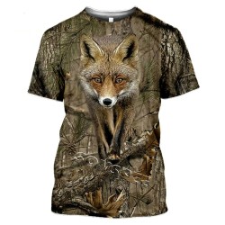 Casualowa koszulka z krótkim rękawem - nadruk ze zwierzętami myśliwskimi - łoś / królikT-shirt