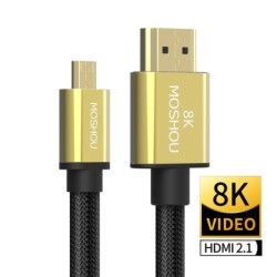 Kabel micro HDMI do HDMI - 2.1 3D 8K 1080P - wysoka prędkość - do kamer GoPro Hero 7 6 5 / Sony A6000 / Nikon / CanonKable