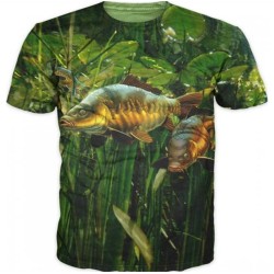 Modna koszulka wędkarska - krótki rękaw - z nadrukiem ryb - unisexBluzki & Koszulki