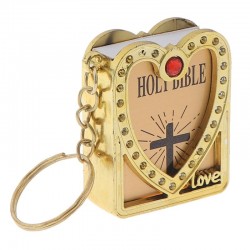Mini Holy Bible - Cross - heart - crystal - keychainKeyrings