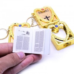Mini Holy Bible - Cross - heart - crystal - keychainKeyrings