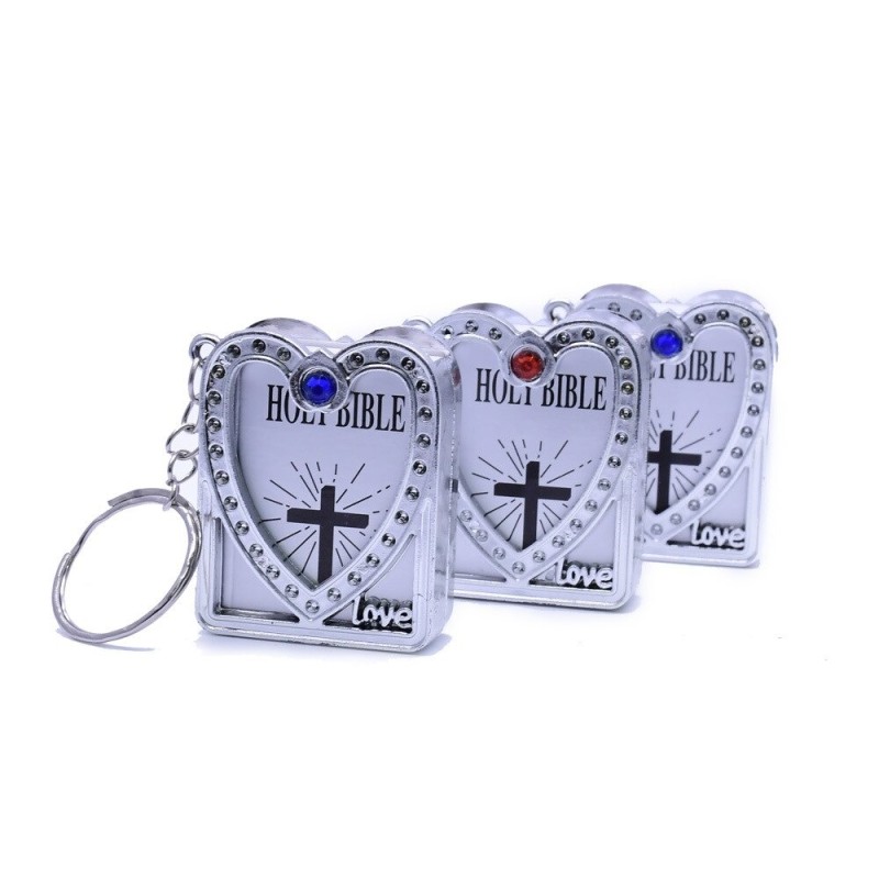 Mini Pismo Święte - Krzyż - serce - kryształ - brelokBreloczki Do Kluczy