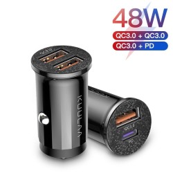 Mini - podwójna ładowarka samochodowa USB - szybkie ładowanie - typ C - 48W - QC3.0 PD3.0Akcesoria do wnętrz