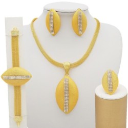 Luksusowy komplet złotej biżuterii - naszyjnik - kolczyki / bransoletka / pierścionek - w stylu afrykańskimKomplety Biżuterii